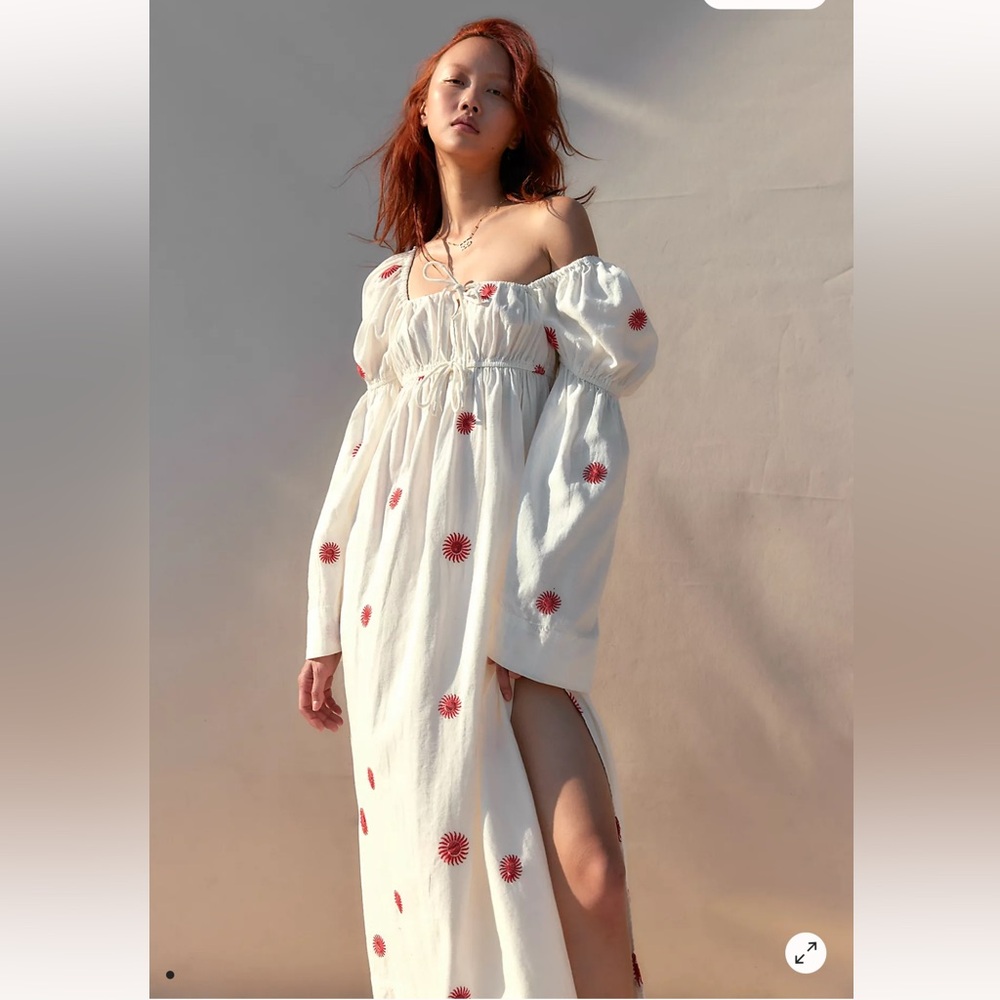 free people Emory Embroidered Midi Dress